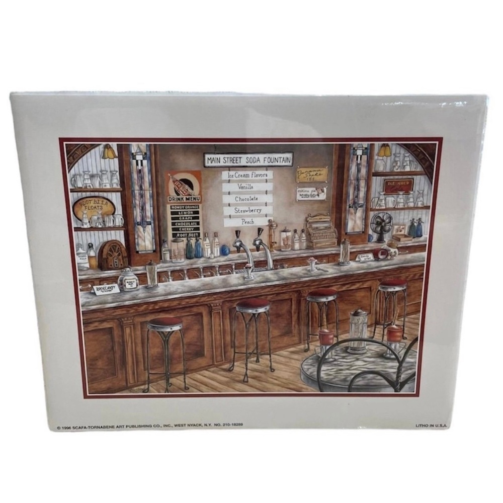 1996 Unopened Vintage SCAFA-TORNABENE ART Print of Main Street Ice Cream Shop